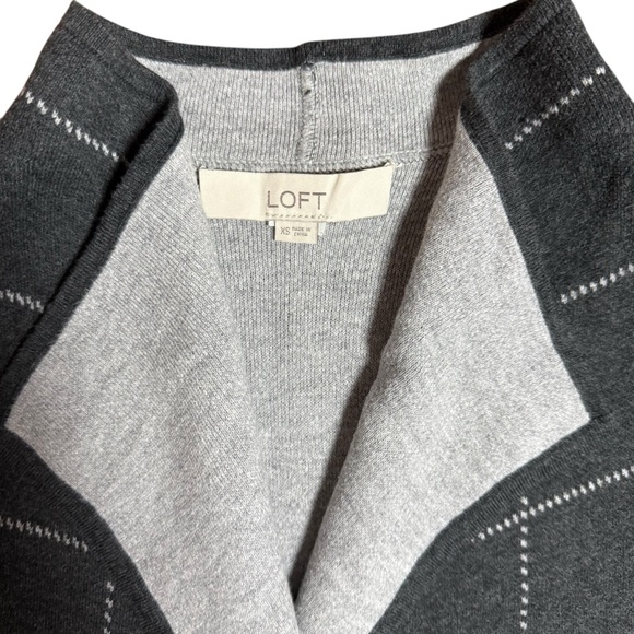 LOFT|Women’s Light Gray Windowpane Knit Open-Front Cardigan Jacket-Size XS - Picture 5 of 9